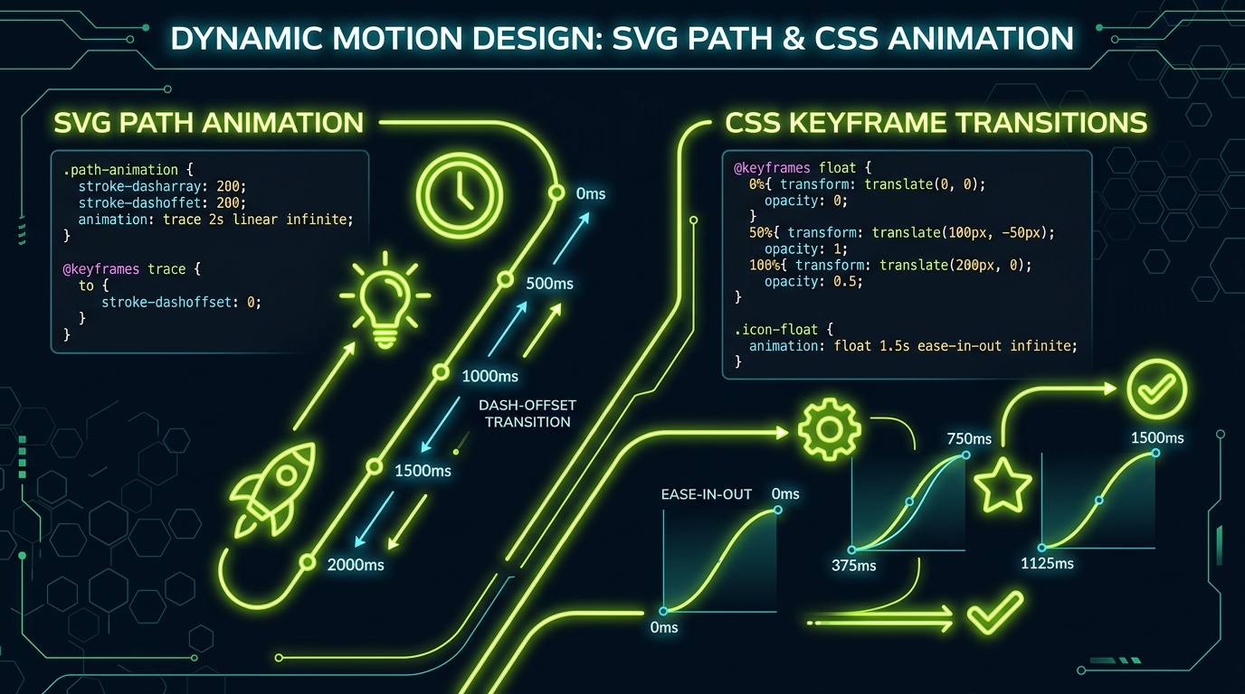 SVG stroke dashoffset line drawing animation mechanics