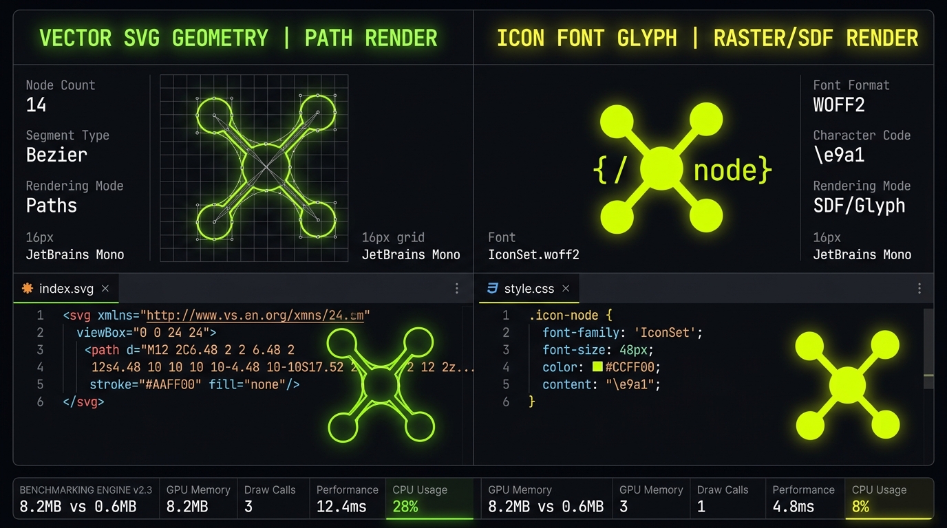 IconStash vs Font Awesome comparison benchmark diagram
